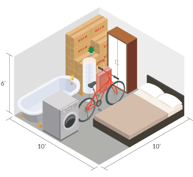100 square feet space storage